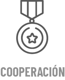 Medalla representando el valor de cooperación entre bomberos